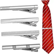 [ROMISBABA] Stylish Minimalist Tie Clip Set 4 Pcs Metal Necktie Clips Strong Grip Business Tie Clips for Men Nonslip for Suit and Formal Shirts