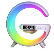 Wireless Atmosphere Bedside Light Music Lit Lamp 4-in-1 Alarm Clock & Bluetooth Speaker White