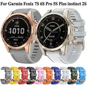Watch Band for Garmin Fenix 7S Pro 6S 5S Plus Epix Pro 42mm Approach S70 42mm Instinct 2S Descent Mk2S D2 Delta S 20mm Silicone Replacement Strap Quick Fit 20