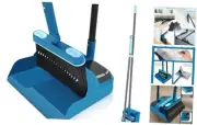 Dustpan and Brush Set, 54 inches Long Handle Swivel Broom, Upright Foldable