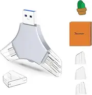 USB 3.0 Flash Drive 64gb for iPhone, 3in1 External Memory Picture Keeper Storage Stick for Photo/Video/Data Saver/Backup, V8.77High Speed Thumb Drives for iPhone/iPad/Android/PC - Golden-Gray