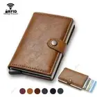 Carbon Fiber Credit Card Holder Wallet Men Rfid Smart Metal Thin Slim Pop Up