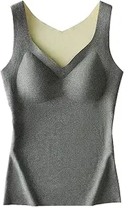 [Qkbuza] Thermal Underwear Tops - Warm Fleece Lined Underwear Top V Neck - Soft Seamless Thermal Underwear Tops for Winter Outdoor, Autumn