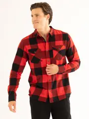 Mens Flannelette Shirt RED CHECK (CHECK)