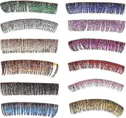 LALAFINA Glitter Lash Extensions 6 Pairs Colored Makeup Eyelashes 15 mm Individual Lash Extensions for Halloween Christmas Costume Party, Random Color Cosplay Lashes