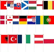 20Pcs Football Championship Flags on Stick Decorations,European Mini Flags Hand Held Small Flags for Football 2024 Decoration Euro Flags for Bar Club Garden Countries Mini Flags