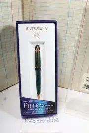 Waterman PHILEAS Ballpoint Pen, NOS, Green Marble GT, Box, Nice