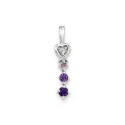 Sterling Silver Pink Quartz u0026 Quartz Diamond Pendant