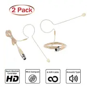 2x Beige Single Earhook Headset mini XLR Microphone for Shure Wireless-TA4F 4pin