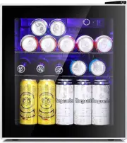 Advwin 46L Bar Fridge Glass Door, Mini Countertop Fridges Bottle Cooler