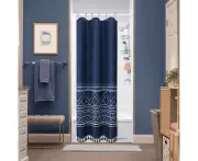 Boho Shower Curtain Set with Hooks Black and White Shower Curtains Farmhouse Fabric Shower Curtain Geometric Nordic Bohemian Chic Modern Waffle - Navy Blue
