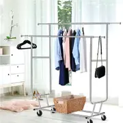 2 Rails Artiss Clothes Rack Airer Adjustable Heavy Duty Wheels