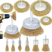 12 Pack 1/4 Inch Hex Shank Brass Wire Wheel Cup Brush Drill Bit Set Attachment