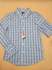 Johnnie-O Prep-Formance Youth Size 7 Boys Button-Down Shirt 998 Gulf Blue NWT