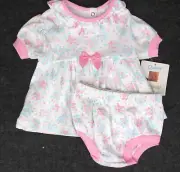 Vintage Carters Baby Girl 6 9 M Floral Dress Bloomer Set Pink Blue Ruffle Bow