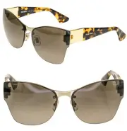 MIU MIU 52P ECLAT MU52PS Brown Havana Yellow Rimless Sunglasses Authentic