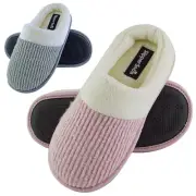 Ladies Soft Plush Lined Mule Slip On Slippers