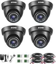 ZOSI 4 Pack 2MP 1080p HD-TVI Home Security Camera Outdoor Indoor 1920TVL,24PCS LEDs,80ft Night Vision, 90°View Angle, Weatherproof Outside Surveillance CCTV Dome Camera Black