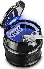 Car Ashtray with Lid Easy Clean Up Detachable Auto Ashtray LED for Most Car/Air Vent Cup Holder Home Office