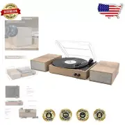 Wireless Record Player Bundle with Stereo Bookshelf Speakers - 3 Speed Vintage
