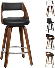 [ALFORDSON] 2pcs Bar Stool Eden Swivel Kitchen Stool in 65cm Seat Height Leather Counter Stool with Footrest and Adjustable Leg Levelers Home Dining Chair Black