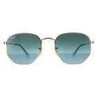 Ray-Ban Sunglasses Hexagonal RB3548N 91233M Gold Blue Grey Gradient
