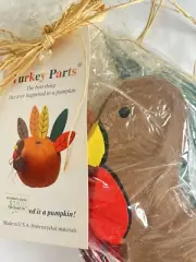 Create A Turkey Craft Kit Wooden Head & Feathers Just Add The Pumpkin NWT