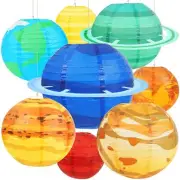 8 Pcs Solar System Planets Hanging Paper Lanterns Outer Space Galaxy Planets