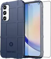 [Asuwish] Phone Case for Samsung Galaxy A35 5G with Tempered Glass Screen Protector Cover and Slim Thin Hard Mobile Film Rugged TPU Protection Cell Accessories Protective A 35 35A A355G Women Men Blue