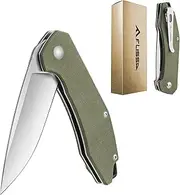 FLISSA D2 Steel Pocket Knife, Folding Knife with Ball Bearing, Elegant Copper & Wood Handle, Liner Lock, Pocket Clip, Cleaning Cloth, Perfect for Daily Use, Outdoor