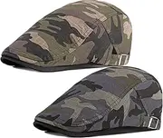 [Qunson] 2 Pack Men's Cotton Flat Cap Ivy Gatsby Newsboy Hat