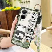 Phone Case Compatible with Redmi A5 4G/Xiaomi Poco C71 4G, Wrist Strap Waterproof Cartoon Soft case Wristband Anti-dust Silicone Kickstand