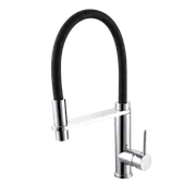 Kitchen sink mixer tap chrome w/ pull down rubber spout