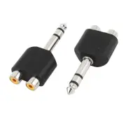 2Pcs 6.5mm 1/4" Male to Double RCA Female F/M Stereo Audio Adapter Coupler