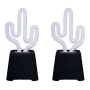 2PK Art + Tech Neon Light Speaker Cactus Fun LED Bluetooth Mini 8.9x18.1cm Green