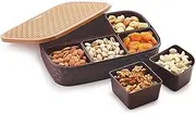 miRim Woven Gemini Dry Fruit Box (Dabba) - 6 Sections, 1000ml, Assorted Colour (Multicolour). (Dry Fruit)