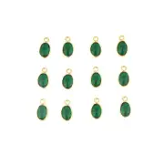 Green Emerald Quartz Brass DIY Single Bail Making Connector Lot of 12 Pcs
