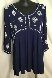 AUTOGRAPH NAVY BLUE "EMBROIDERY STITCHING" TOP TOP SZ 22-NEW STOCK-LARGE SIZING