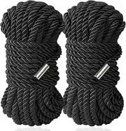 BDSM Shibari Bondage Sex Rope - BDSM Kit Adult Bondage Restraints Set Sex Toys for Women & Couples, 32 Feet 8MM (2-Pack, Black)