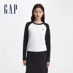 【GAP】女裝 小熊刺繡羅紋圓領長袖T恤-黑色(634814)