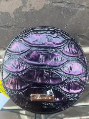 NWT Brahmin CIRCLE COIN Purse wallet Passion Purple Excelsior Leather