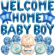 Welcome Home Baby Boy Balloons, Blue Star Balloons, Party Decorations (29 pcs)