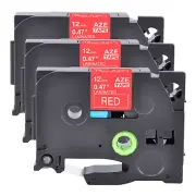 3PK Compatible with Brother P-Touch TZ-435 White on Red 0.47" Label Tape 12mm