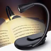 Rechargeable Clip-On Book Light, 3 Color Temperatures, Stepless Dimmable Reading Light for Bed, YUKAIONE Eye Protection Lamp for Kids, Work, and Study (Black, Mini)