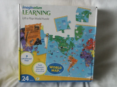 Lift a Flap World Map Puzzle 24 Pieces 9 Flaps Imaginarium Learning Toys R Us