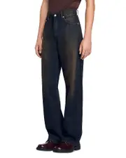 Sandro Baggy Fit Jeans in Moka
