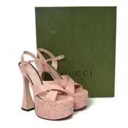 BNWT Gucci Interlocking GG Studs Rose Leather Platform Sandals 39.5 US 9.5 $1190