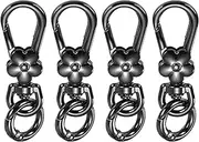 uxcell 4 Pcs Metal Keychain Clip Swivel Lobster Claw Clasp Quick Release Key Ring Detachable Double Opening Snap Hooks for Jewelry Making Crafts Backpack Bag Lanyard, Gun Black