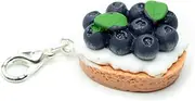 [Miniblings] Muffin Charm Pendant, Blueberry Cake, Blueberry Cake, Handmade Fashion Jewellery, Silver-Plated Pendant Charm Bracelet, Pendant for Bracelet, 22mm, Resin