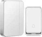 Waterproof Wireless Doorbell, AURTEC Door Chime Kit with 1 Press Self-Powered Transmitter & 1 Plug-in Receiver, No Battery Required, 4 Volume Levels, 51 Chimes, white